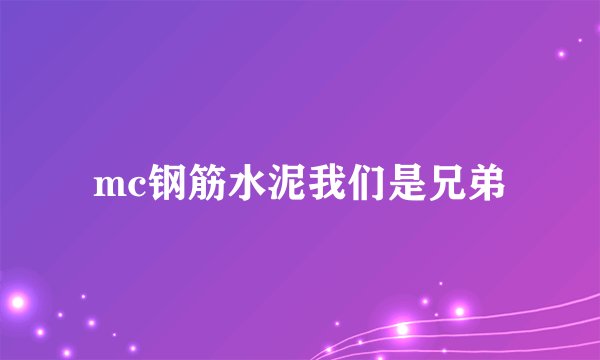 mc钢筋水泥我们是兄弟