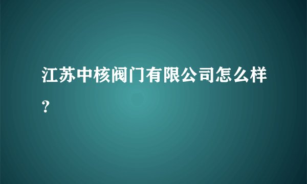 江苏中核阀门有限公司怎么样？