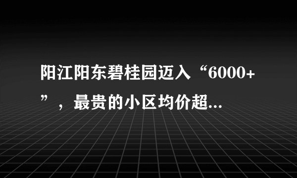 阳江阳东碧桂园迈入“6000+”,最贵的小区均价超过1万/平