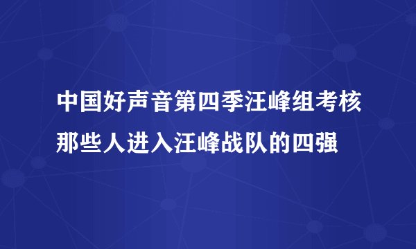 中国好声音第四季汪峰组考核那些人进入汪峰战队的四强