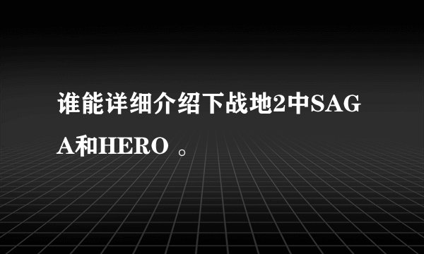 谁能详细介绍下战地2中SAGA和HERO 。