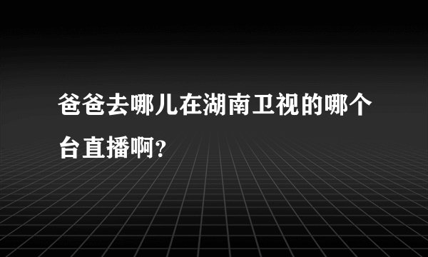 爸爸去哪儿在湖南卫视的哪个台直播啊？