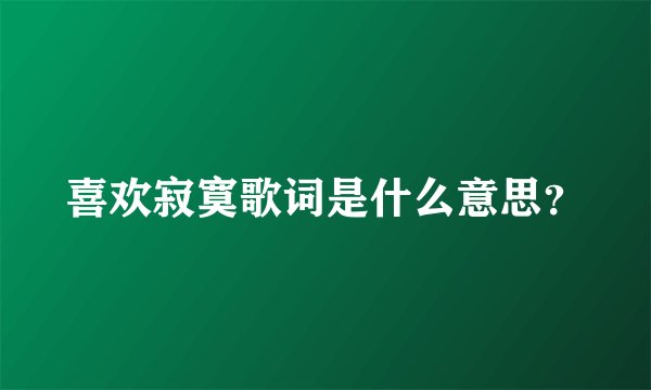 喜欢寂寞歌词是什么意思？