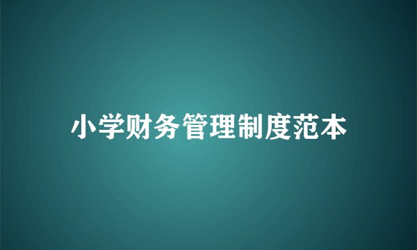 小学财务管理制度范本