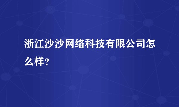 浙江沙沙网络科技有限公司怎么样?