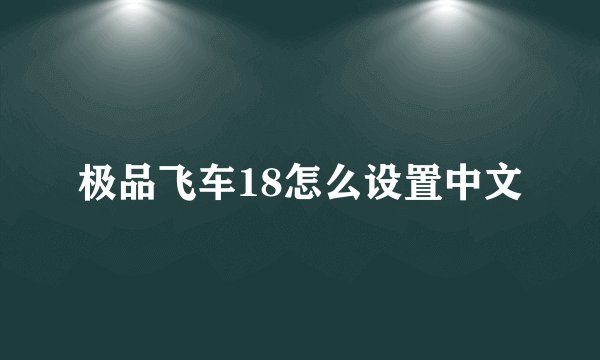 极品飞车18怎么设置中文