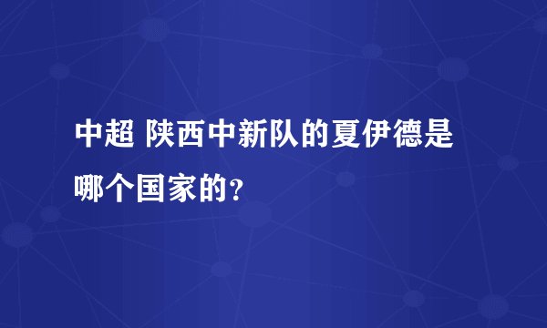 中超 陕西中新队的夏伊德是哪个国家的？