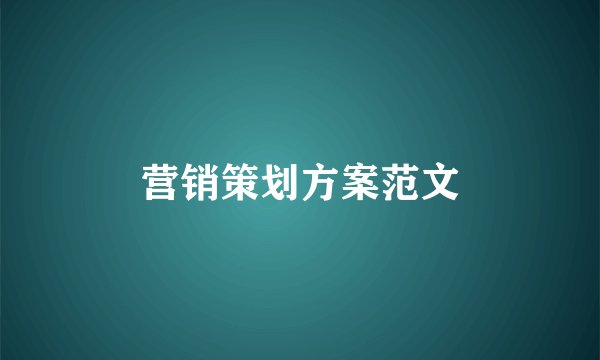 营销策划方案范文