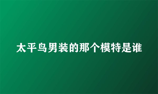 太平鸟男装的那个模特是谁