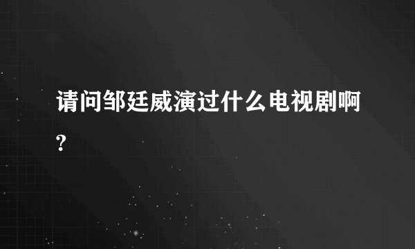 请问邹廷威演过什么电视剧啊?