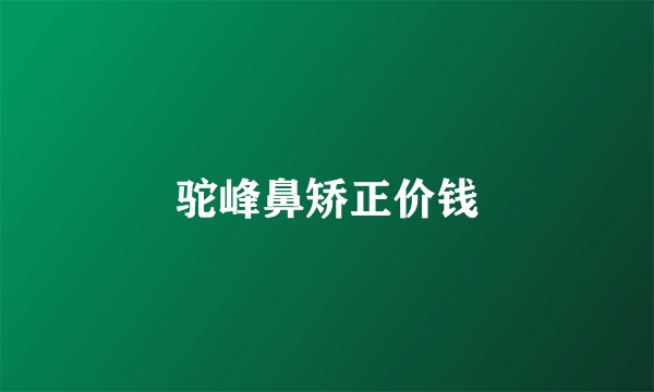 驼峰鼻矫正价钱