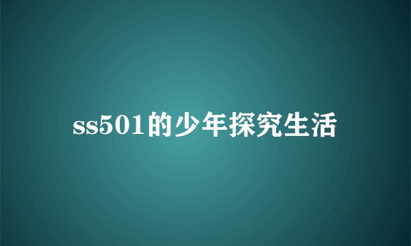 ss501的少年探究生活