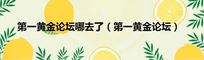 第一黄金论坛哪去了（第一黄金论坛）