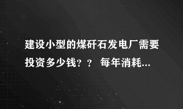 建设小型的煤矸石发电厂需要投资多少钱?? 每年消耗几十万吨煤矸石吧