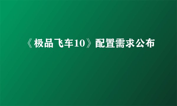 《极品飞车10》配置需求公布