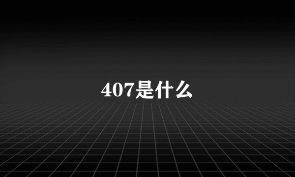 407是什么