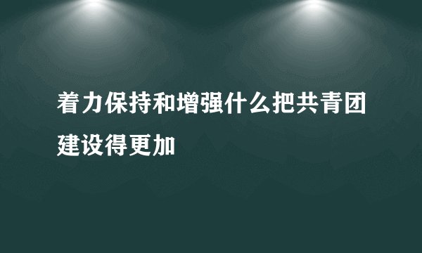 着力保持和增强什么把共青团建设得更加