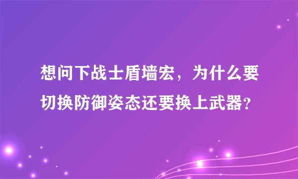 想问下战士盾墙宏，为什么要切换防御姿态还要换上武器？