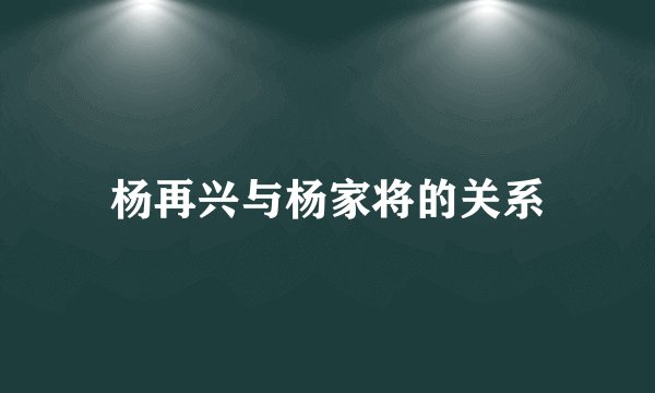 杨再兴与杨家将的关系