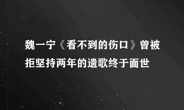魏一宁《看不到的伤口》曾被拒坚持两年的遗歌终于面世