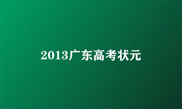 2013广东高考状元