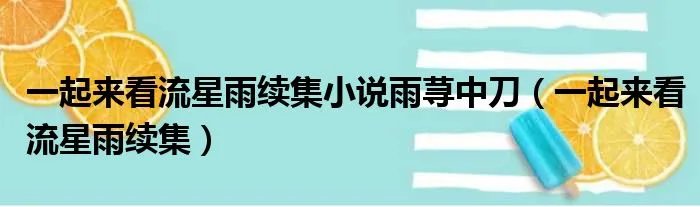 一起来看流星雨续集小说雨荨中刀（一起来看流星雨续集）
