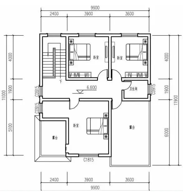 农村三层半小别墅设计图图片