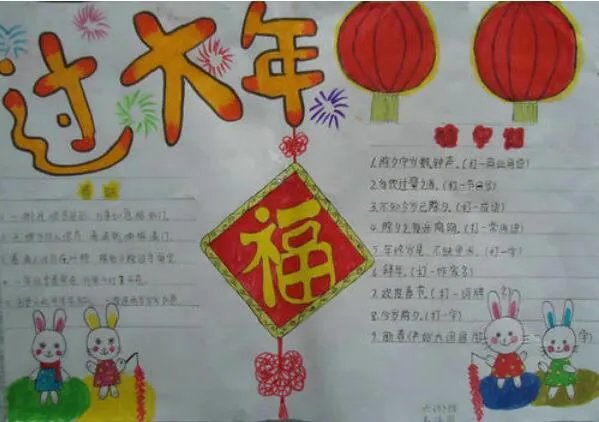 鼠年春节手抄报简单字少又漂亮 简单漂亮的鼠年春节手抄报