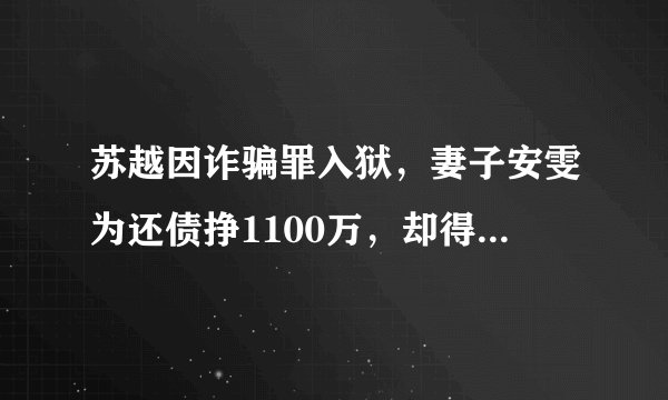 苏越因诈骗罪入狱，妻子安雯为还债挣1100万，却得知丈夫病死狱中