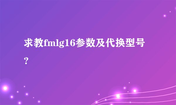 求教fmlg16参数及代换型号？
