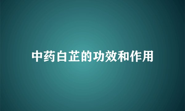 中药白芷的功效和作用