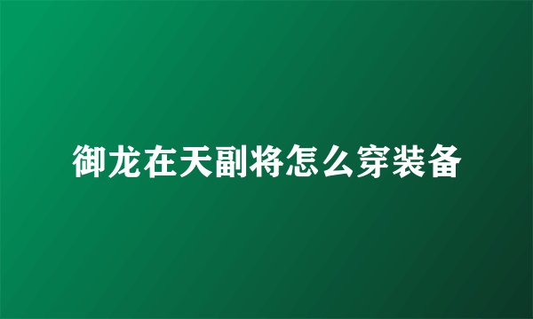 御龙在天副将怎么穿装备