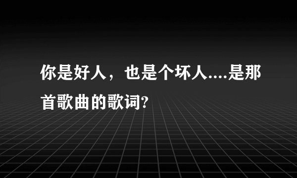 你是好人，也是个坏人....是那首歌曲的歌词?