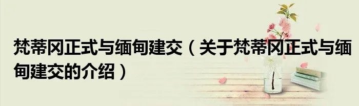 梵蒂冈正式与缅甸建交（关于梵蒂冈正式与缅甸建交的介绍）