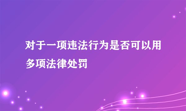 对于一项违法行为是否可以用多项法律处罚