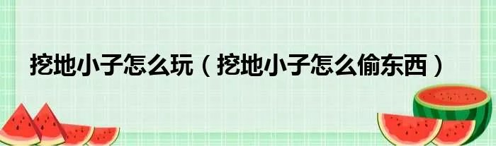 挖地小子怎么玩（挖地小子怎么偷东西）