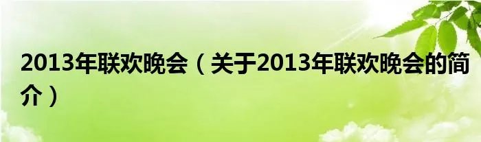 2013年联欢晚会（关于2013年联欢晚会的简介）