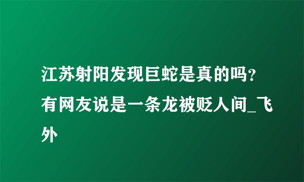 江苏射阳发现巨蛇是真的吗？有网友说是一条龙被贬人间_飞外