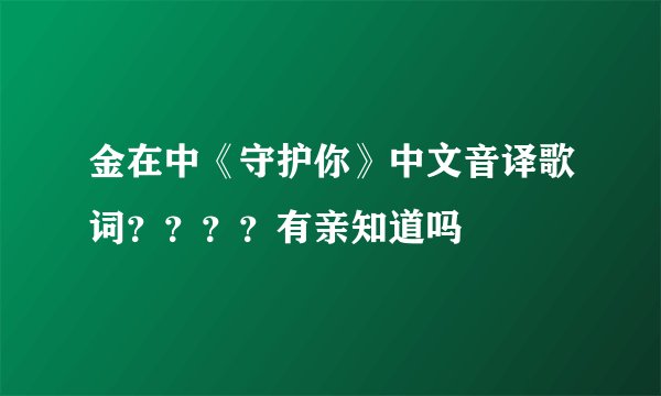 金在中《守护你》中文音译歌词？？？？有亲知道吗