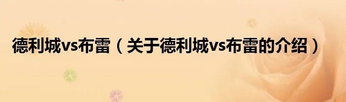 德利城vs布雷（关于德利城vs布雷的介绍）