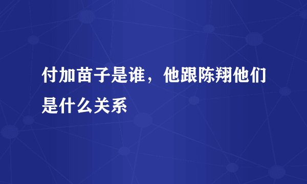 付加苗子是谁，他跟陈翔他们是什么关系
