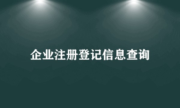 企业注册登记信息查询