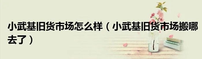 小武基旧货市场怎么样(小武基旧货市场搬哪去了)