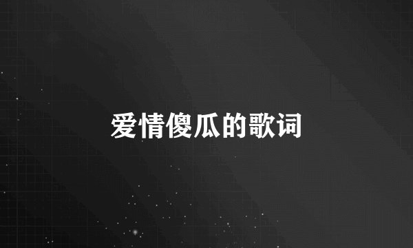 爱情傻瓜的歌词