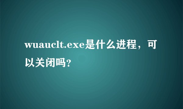 wuauclt.exe是什么进程,可以关闭吗?