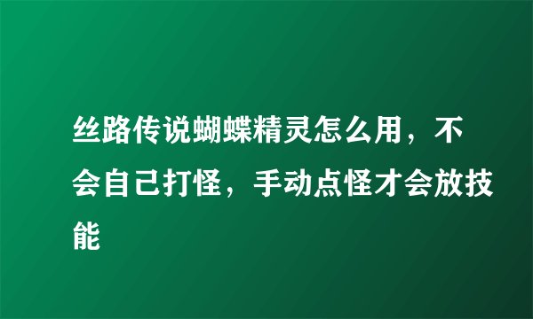 丝路传说蝴蝶精灵怎么用，不会自己打怪，手动点怪才会放技能