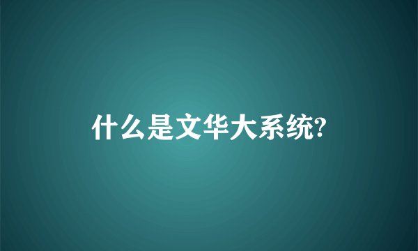 什么是文华大系统?