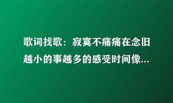 歌词找歌:寂寞不痛痛在念旧越小的事越多的感受时间像笨小偷把幸福打破留下了碎片让人难过寂寞不痛?