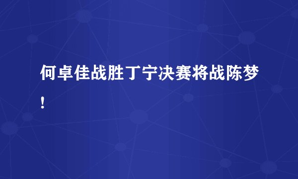 何卓佳战胜丁宁决赛将战陈梦!