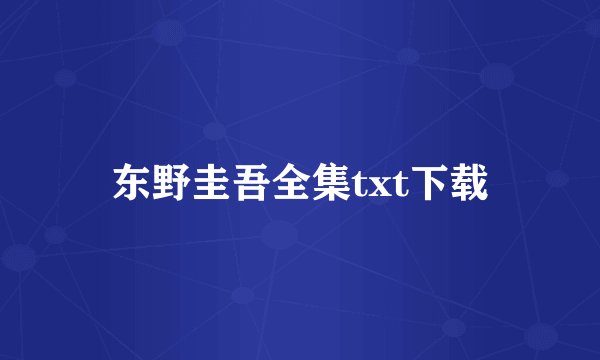 东野圭吾全集txt下载
